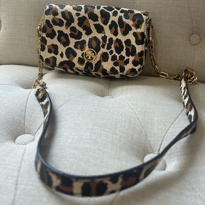 Tory Burch Cheetah Print & Gold Chain - Cross Body Purse